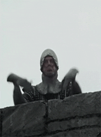 one of the scenes where the castle guard is mocking arthur and his men
