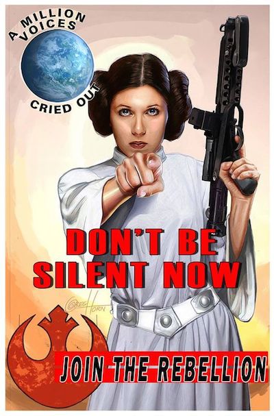 A Star Wars Poster with Leia in an Uncle Sam WWII style recuiting poster